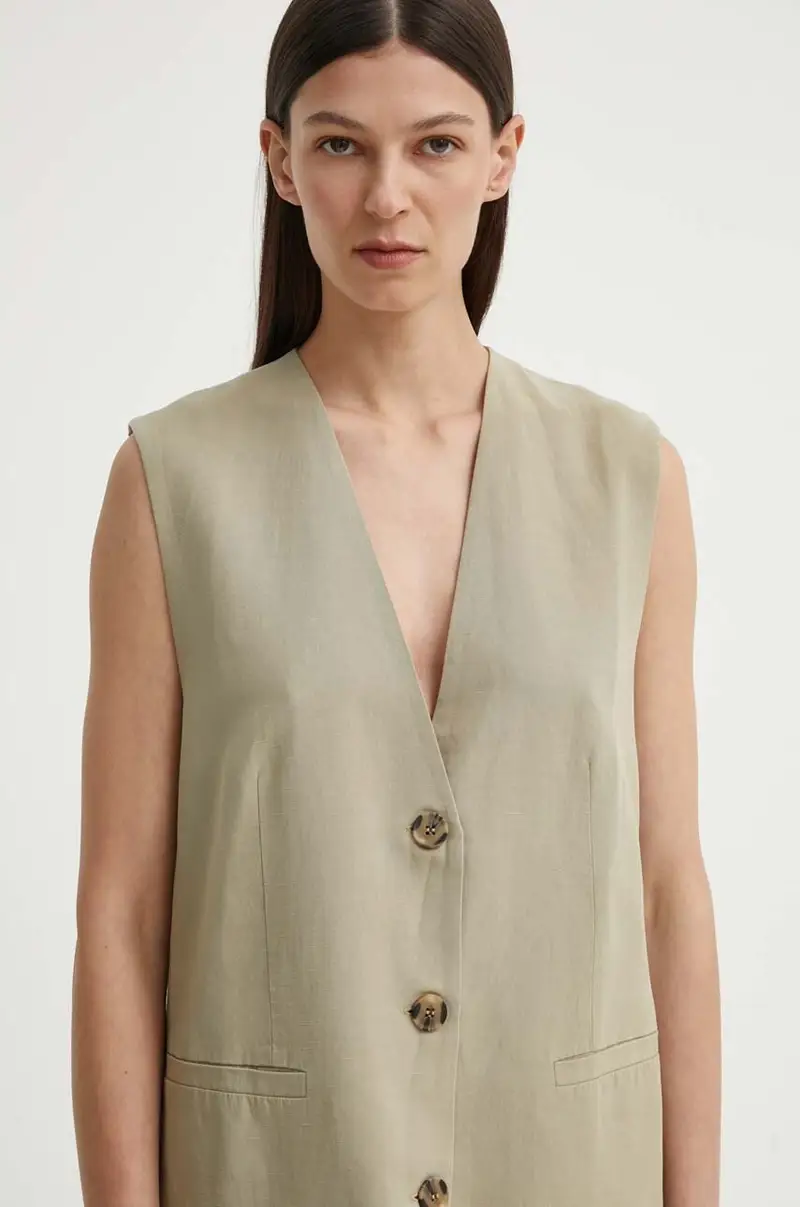 gilè con aggiunta di lino SALENI colore verde F24200181 miniatura 4