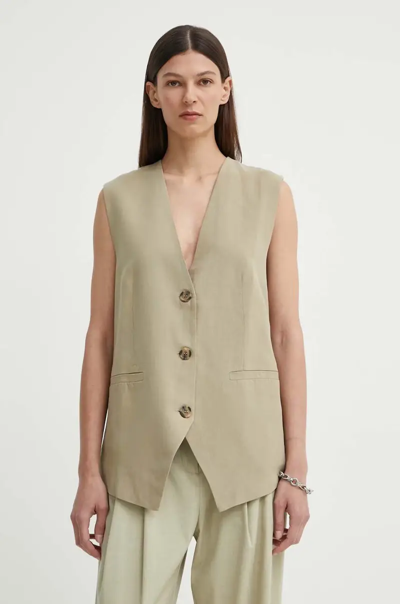 gilè con aggiunta di lino SALENI colore verde F24200181