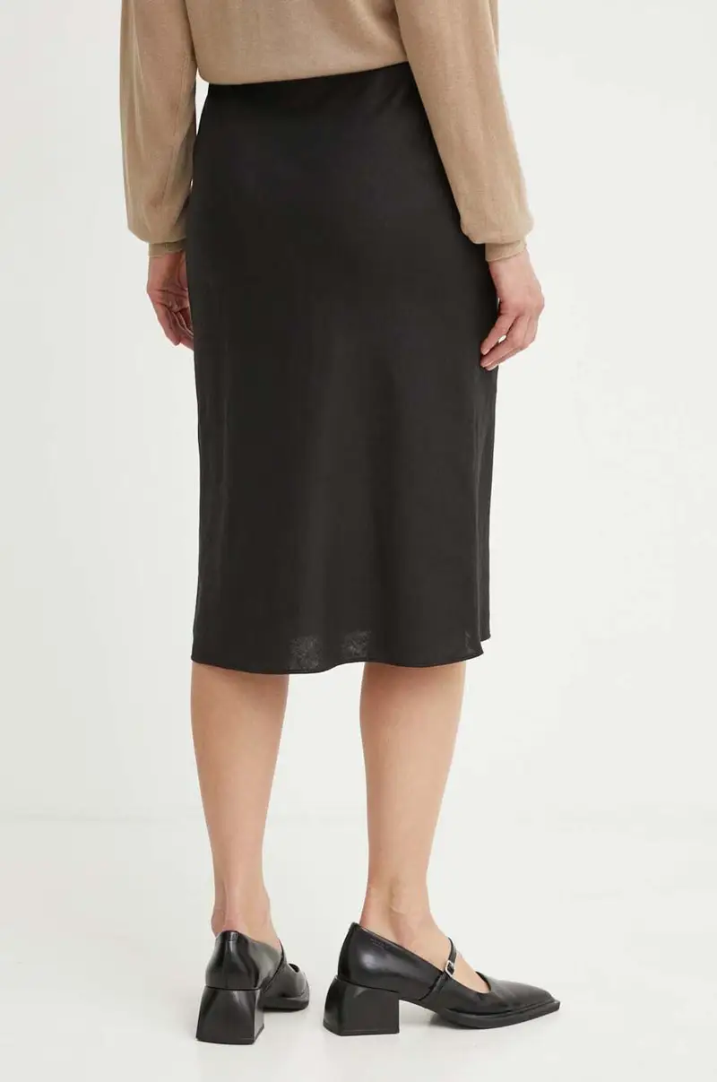 gonna di lino SAAGNETA colore nero F24100096 miniatura 3