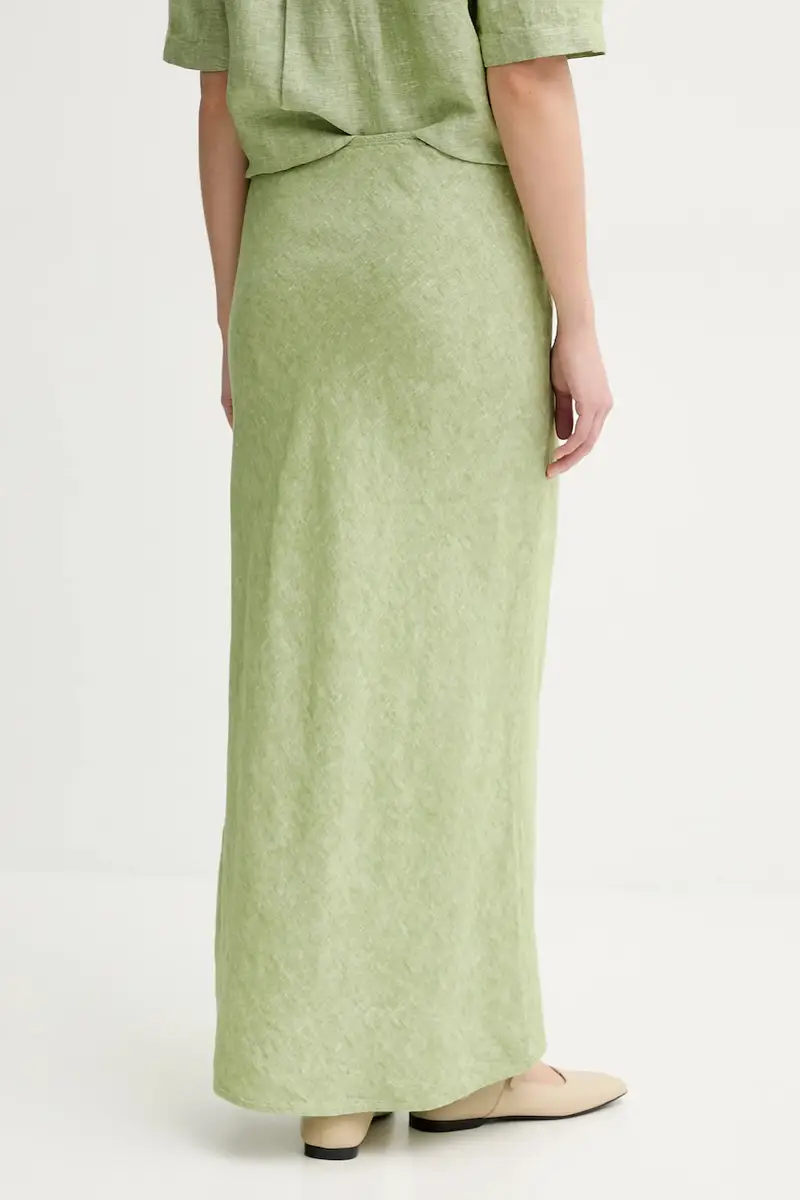 gonna di lino SAAGNETA colore verde F24200182 miniatura 3