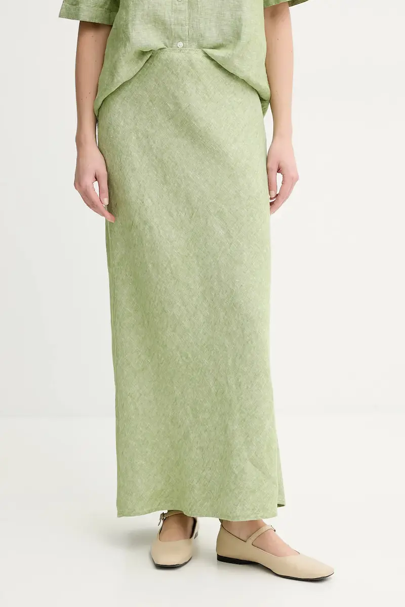 gonna di lino SAAGNETA colore verde F24200182