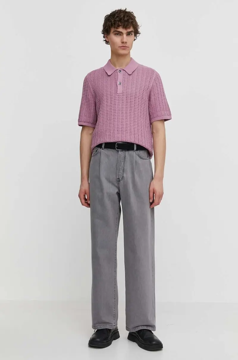 maglione con aggiunta di lino colore violetto Rosa miniatura 2