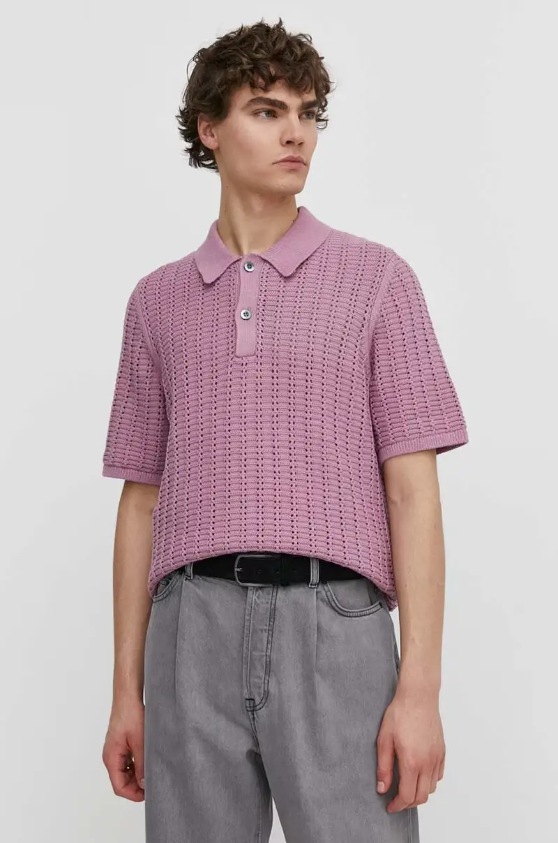 maglione con aggiunta di lino colore violetto Rosa