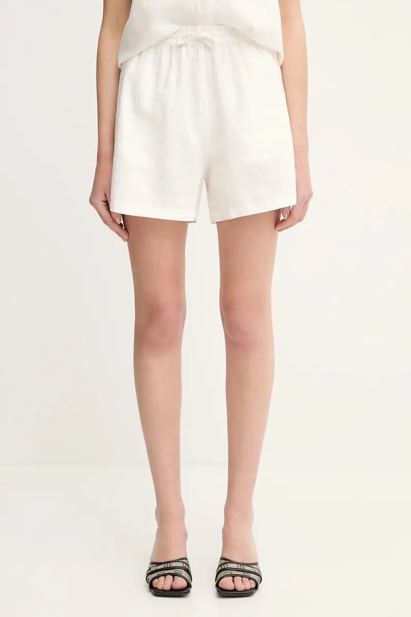 pantaloncini in lino MAREN colore verde F23900001 Bianco