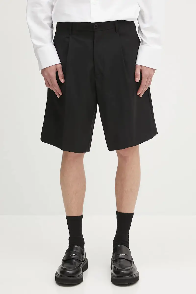 pantaloncini in lino SAMANDLA uomo colore nero M25100074