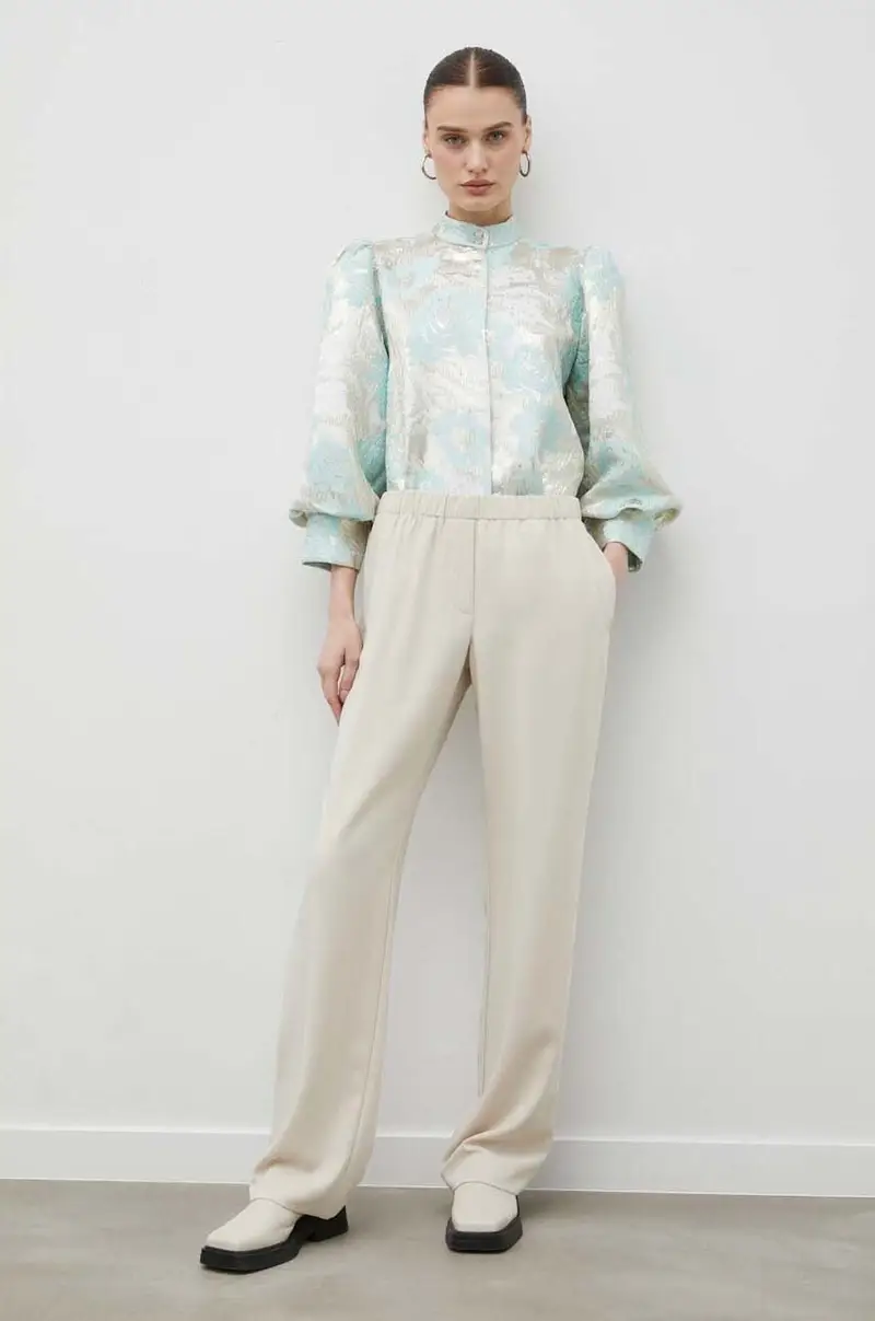 pantaloni donna Beige miniatura 2