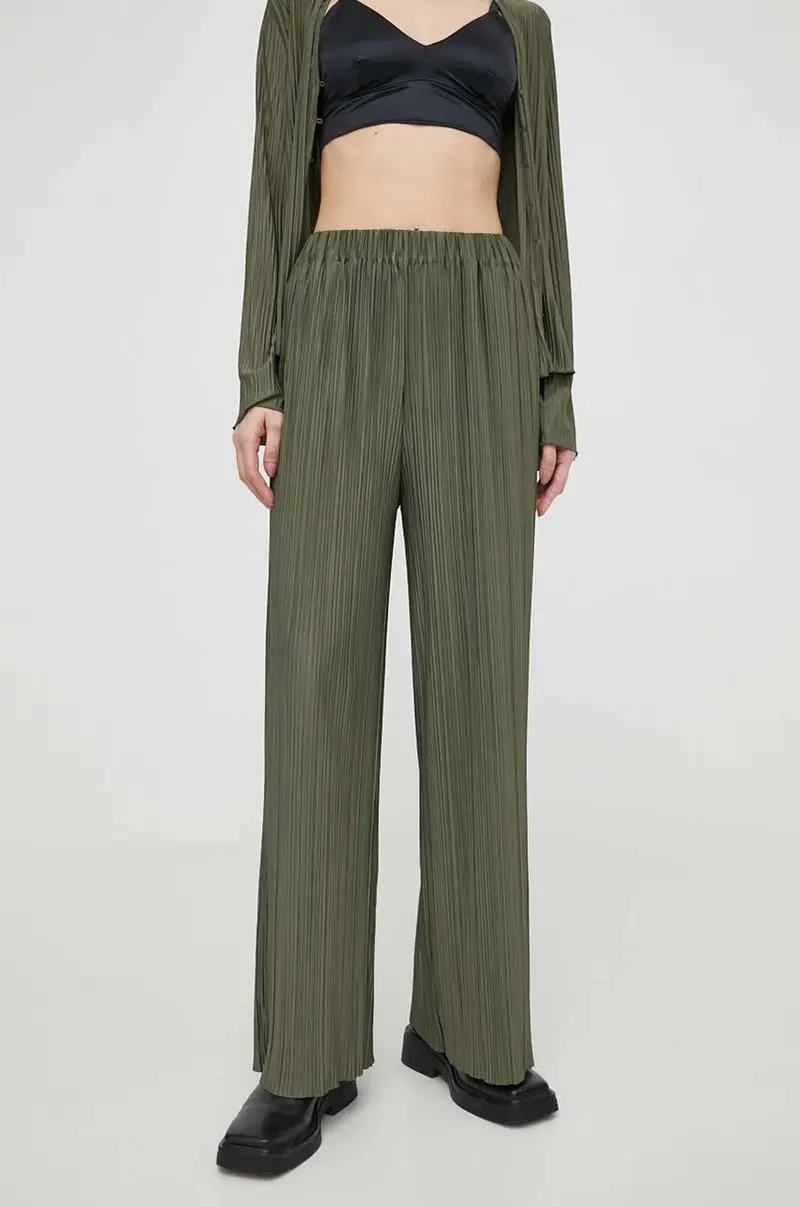 pantaloni donna colore verde miniatura 2