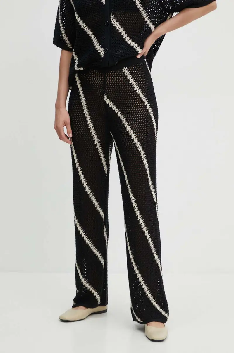 pantaloni in cotone SAISHA colore nero F24200029