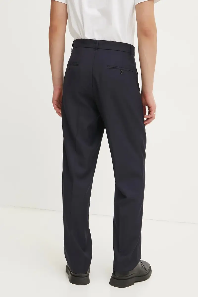 pantaloni in lana colore blu navy M24400079 miniatura 3