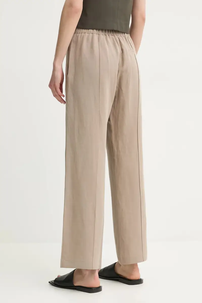 pantaloni in lino misto SAHANI colore beige F25100013 miniatura 3