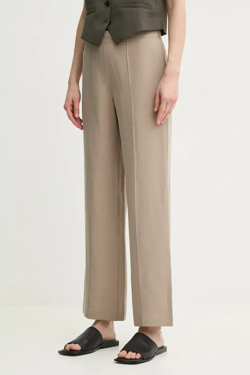 pantaloni in lino misto SAHANI colore beige F25100013