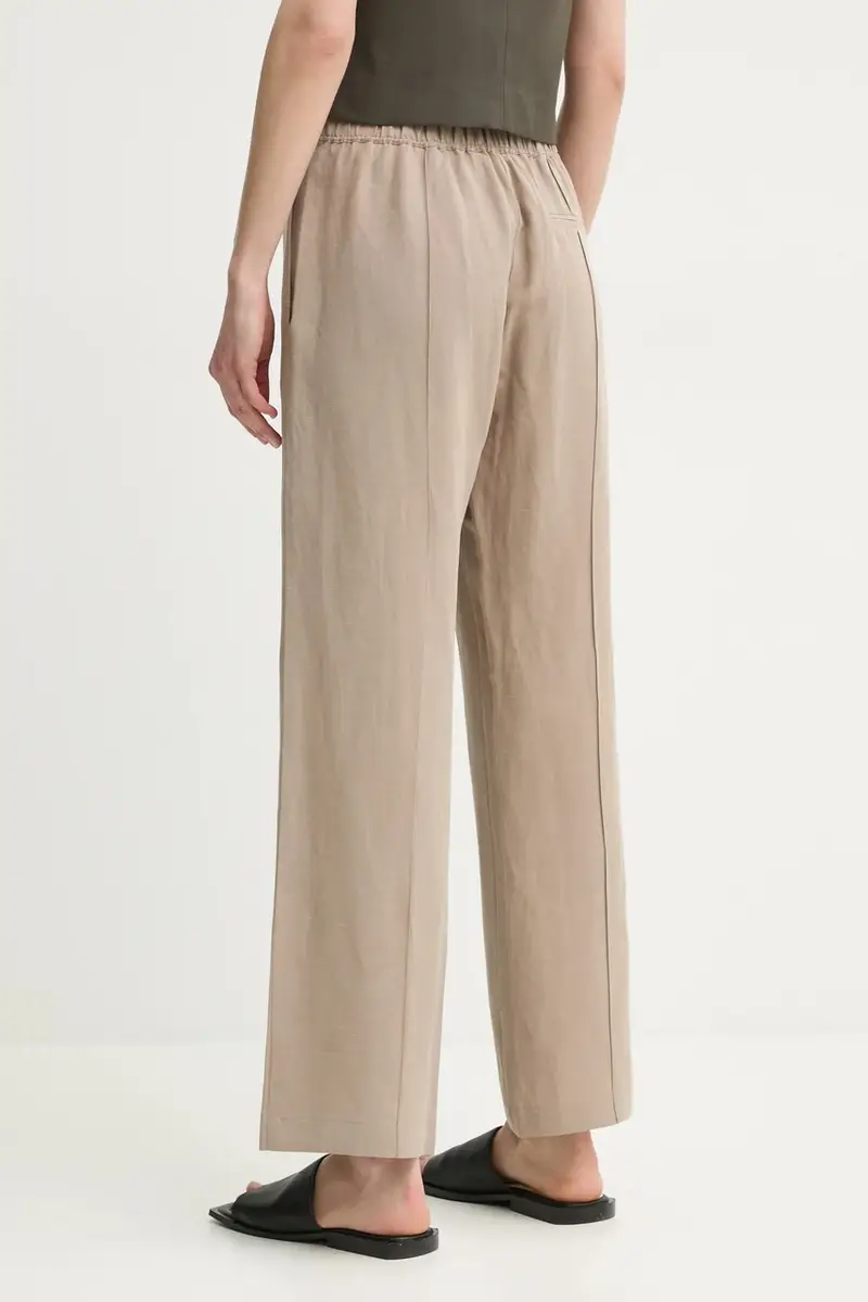 pantaloni in lino misto SAHANI colore beige F25100013 miniatura 3