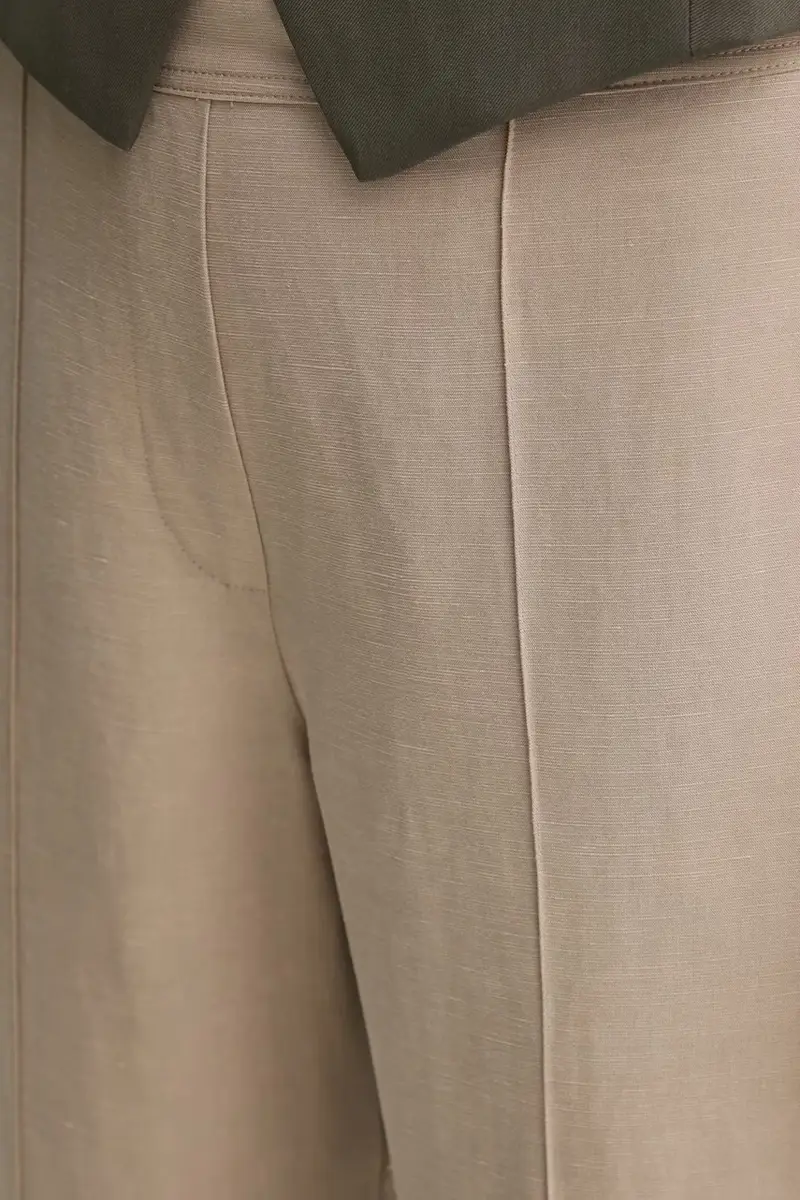 pantaloni in lino misto SAHANI colore beige F25100013 miniatura 4