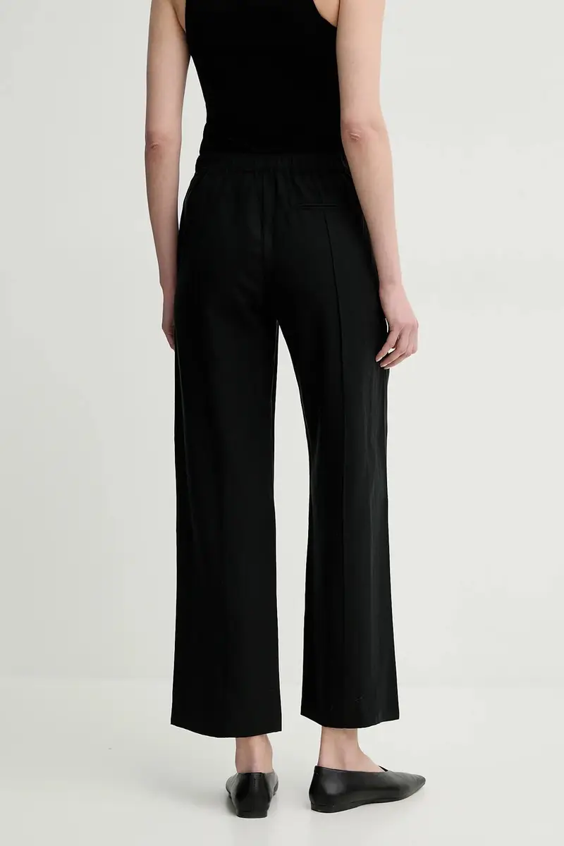 pantaloni in lino misto SAHANI colore nero F25100013 miniatura 3