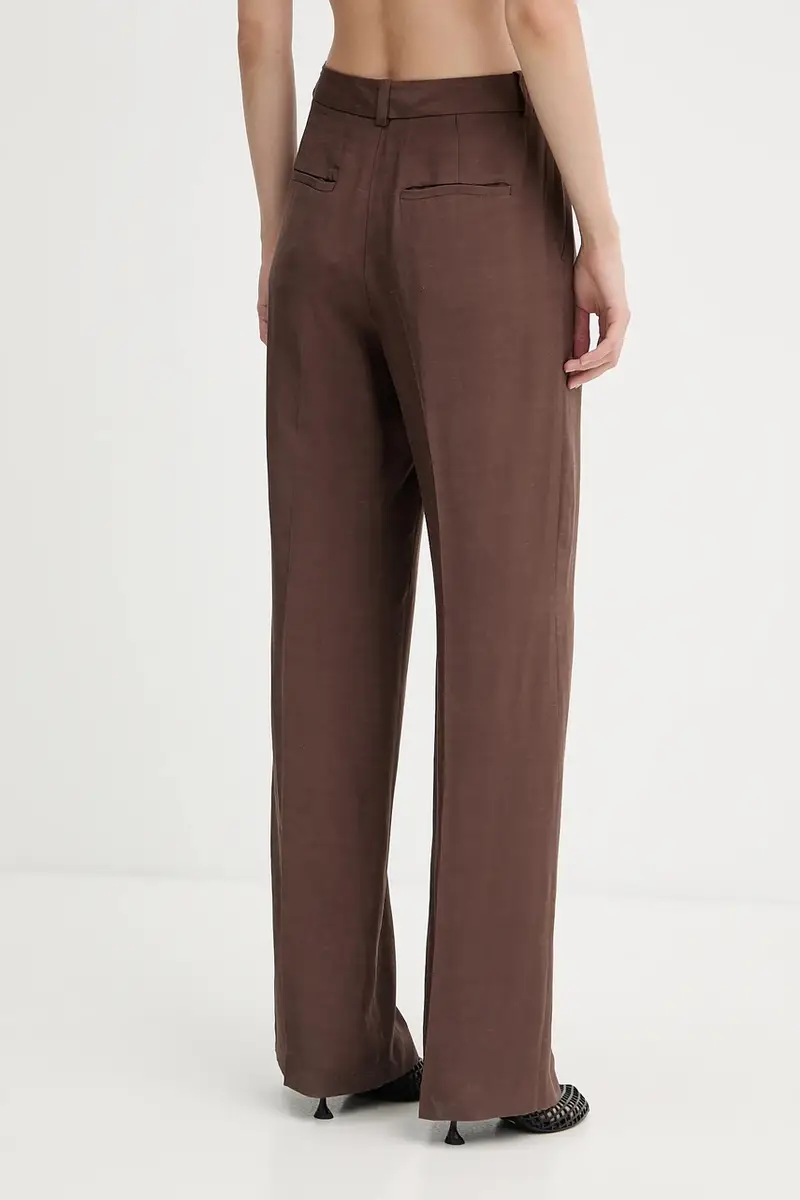 pantaloni in lino misto SALARAY donna colore marrone F25200023 miniatura 3