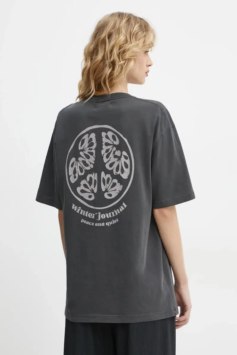 t-shirt in cotone SAJOURNAL colore grigio U24400006 miniatura 3