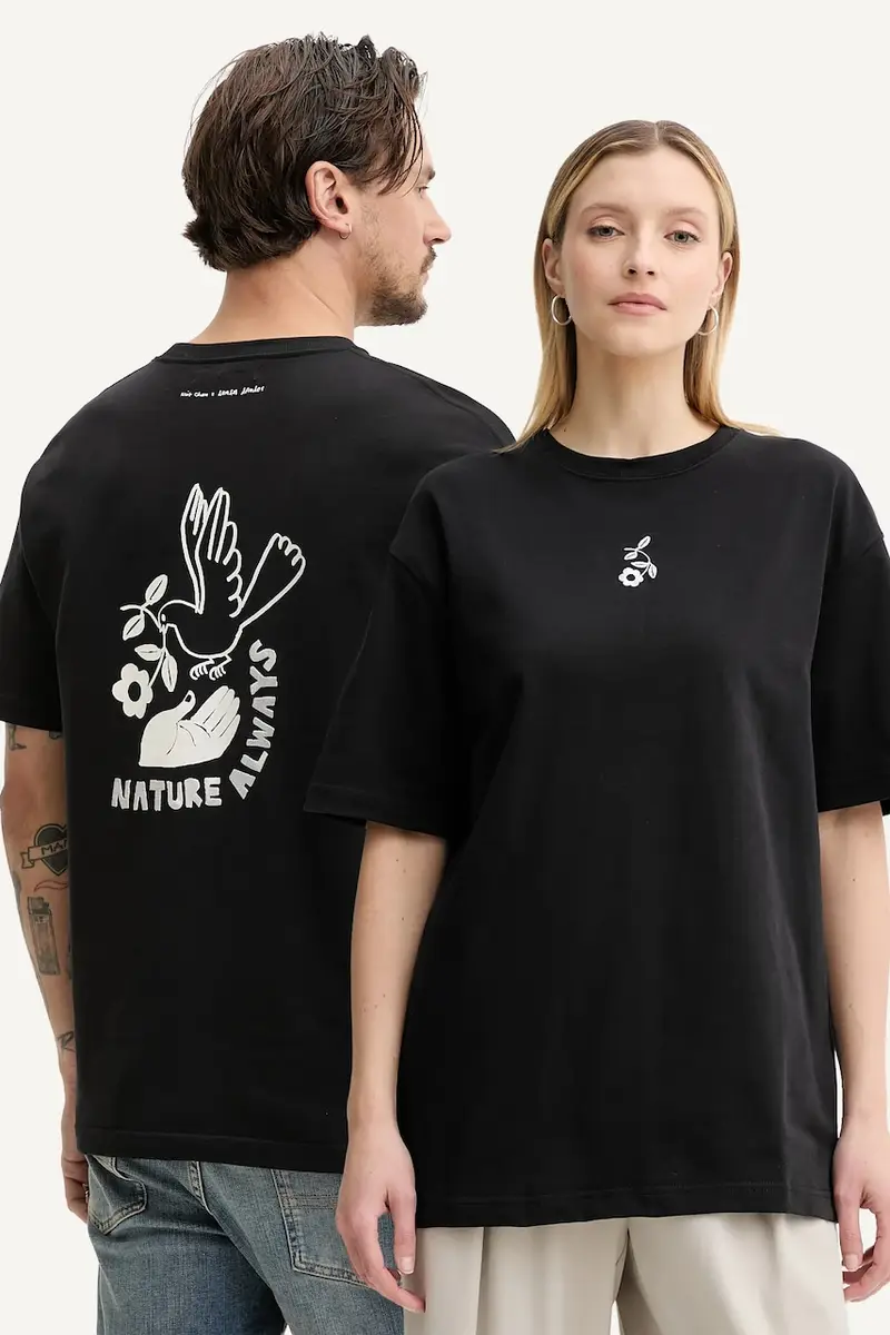 t-shirt in cotone SANATURE colore nero U25100020
