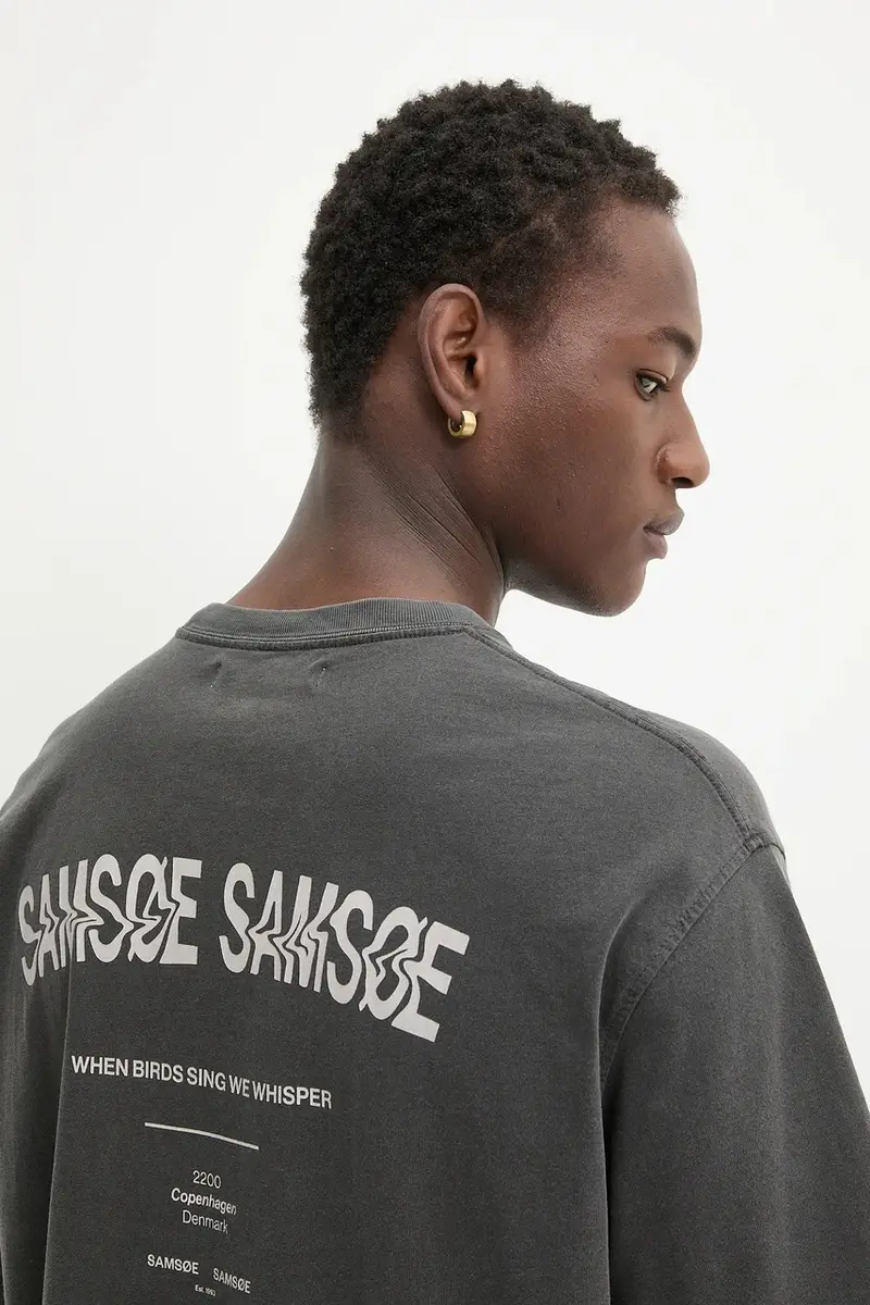Samsoe Samsoe T-shirt Uomo Grigio 3609931 miniatura 4