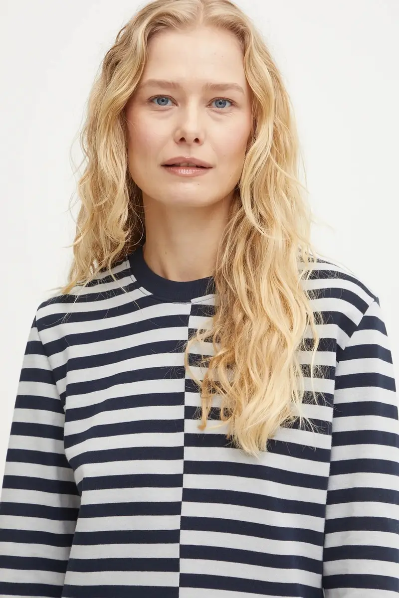 top a maniche lunghe in cotone SAAVERY colore blu navy F24400020 miniatura 4