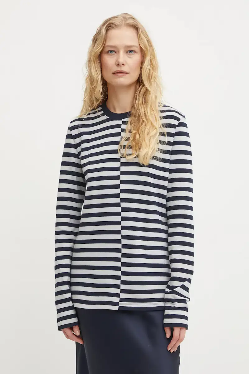 top a maniche lunghe in cotone SAAVERY colore blu navy F24400020