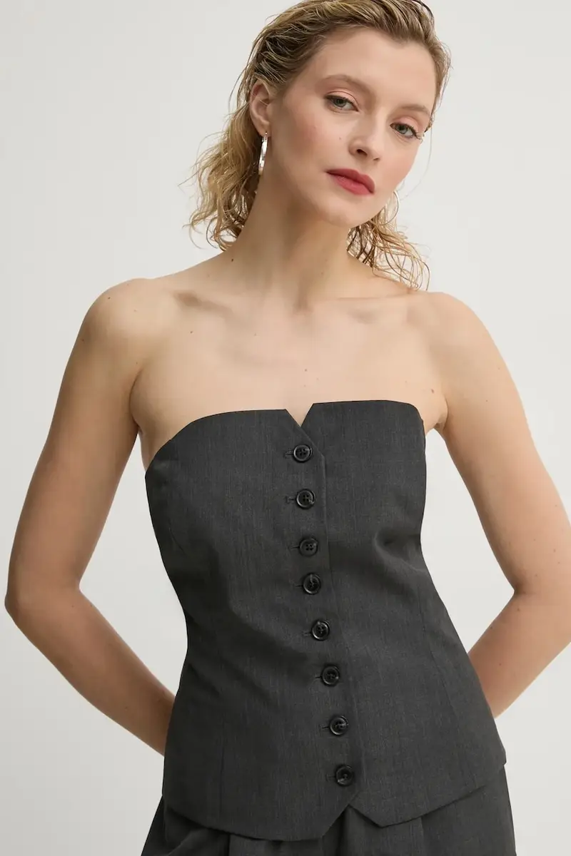 top con aggiunta di lana SAELLEN colore grigio F24400131