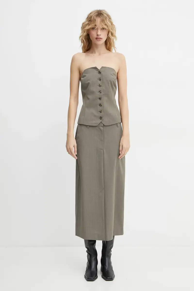 top con aggiunta di lana SAELLEN colore grigio F24400131 miniatura 2