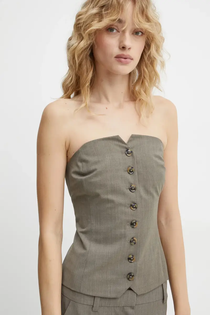 top con aggiunta di lana SAELLEN colore grigio F24400131 miniatura 4