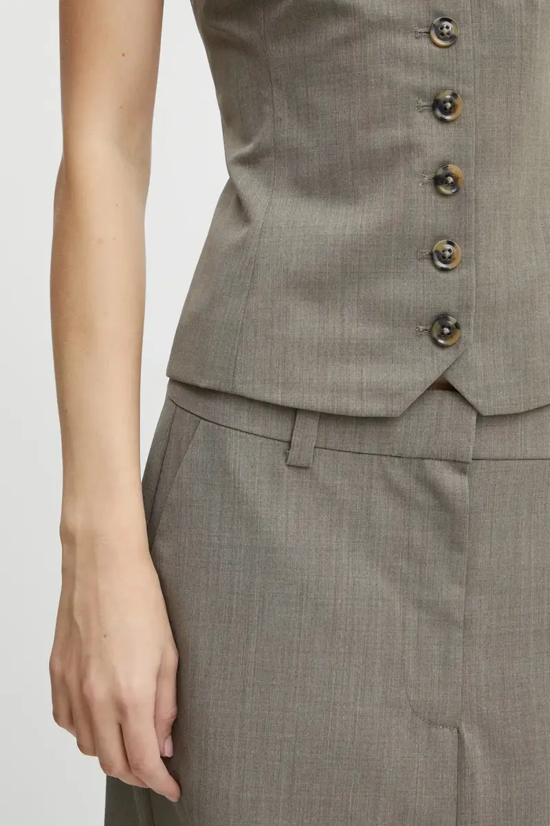 top con aggiunta di lana SAELLEN colore grigio F24400131 miniatura 5