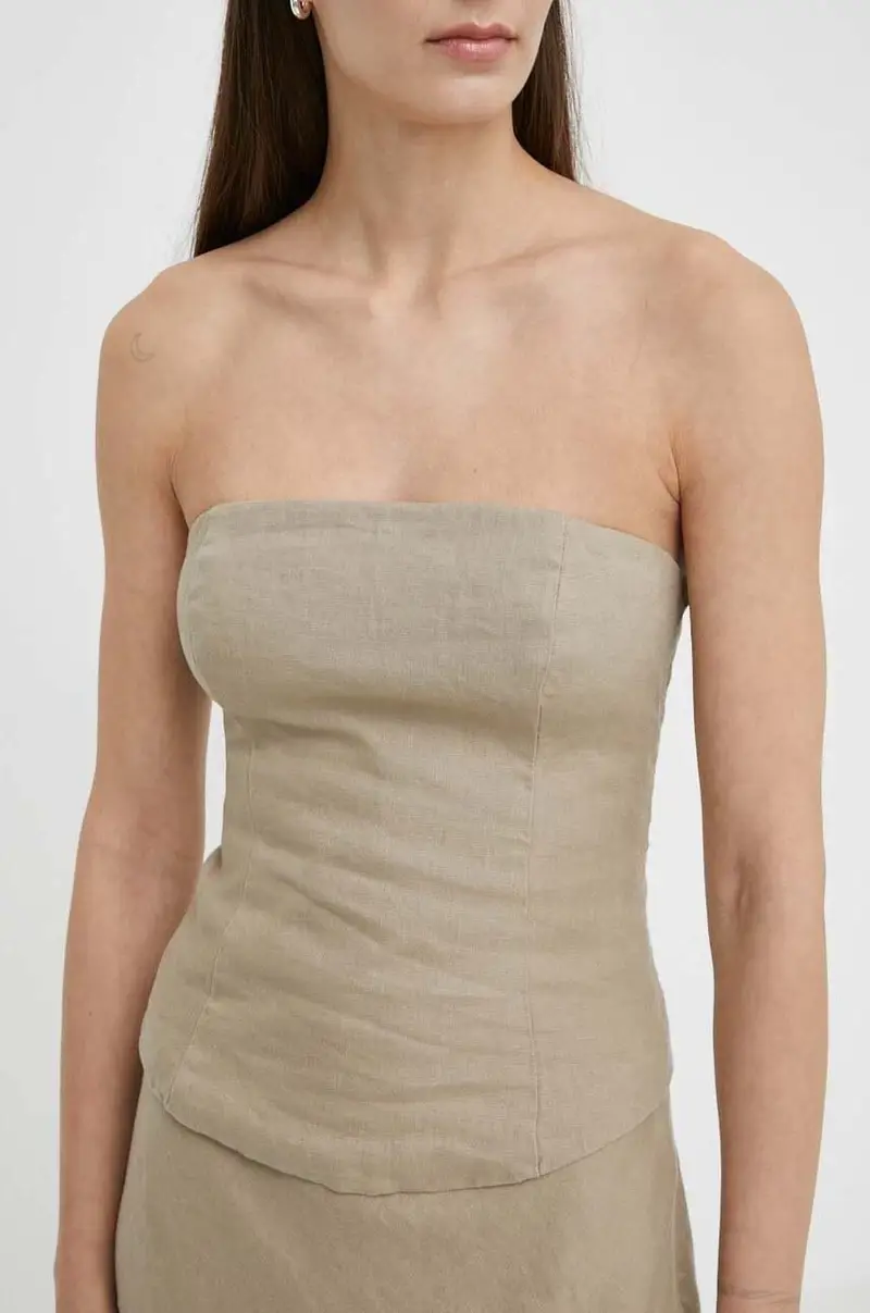 top di lino SAELYNN colore beige F24100098