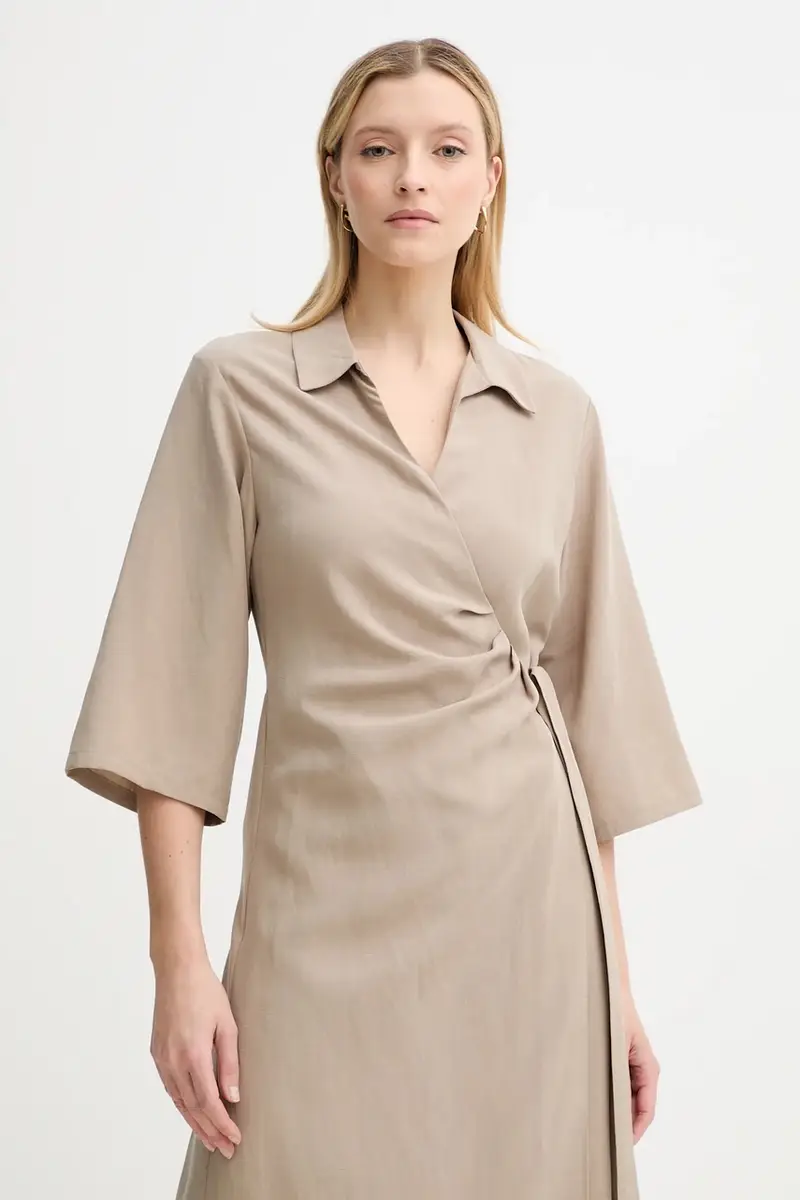 vestito con aggiunta di lino SAHANI colore beige F25100011 miniatura 2