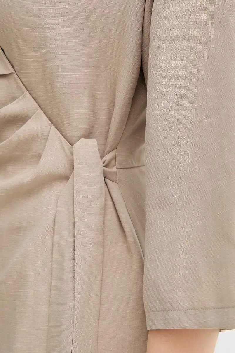 vestito con aggiunta di lino SAHANI colore beige F25100011 miniatura 5