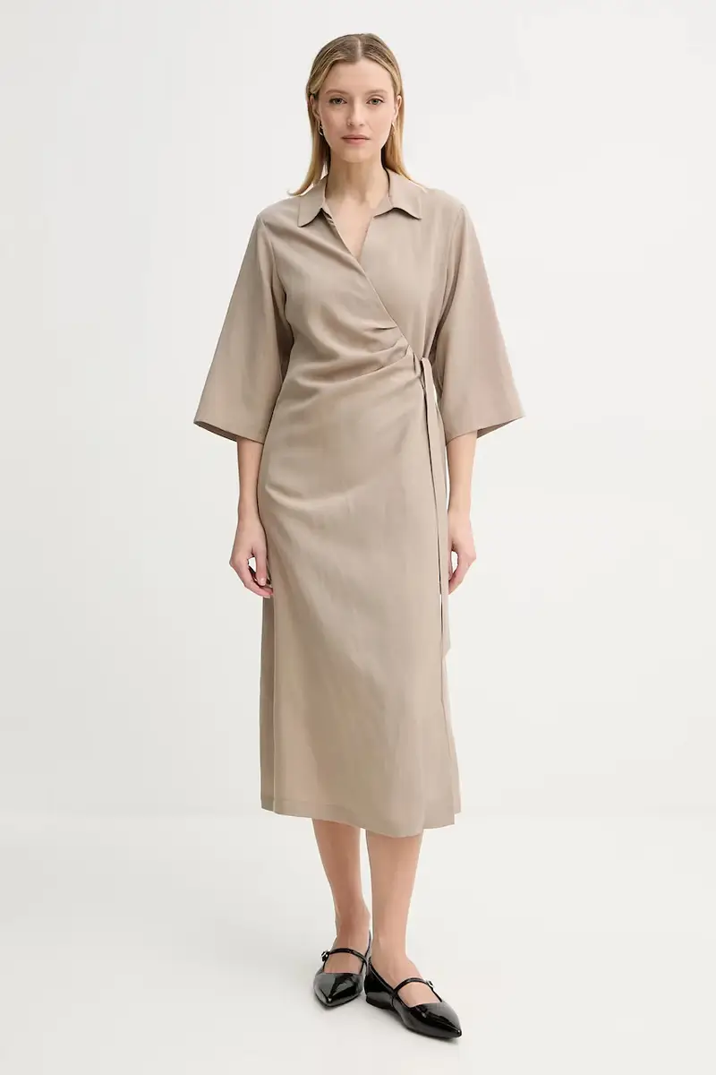 vestito con aggiunta di lino SAHANI colore beige F25100011