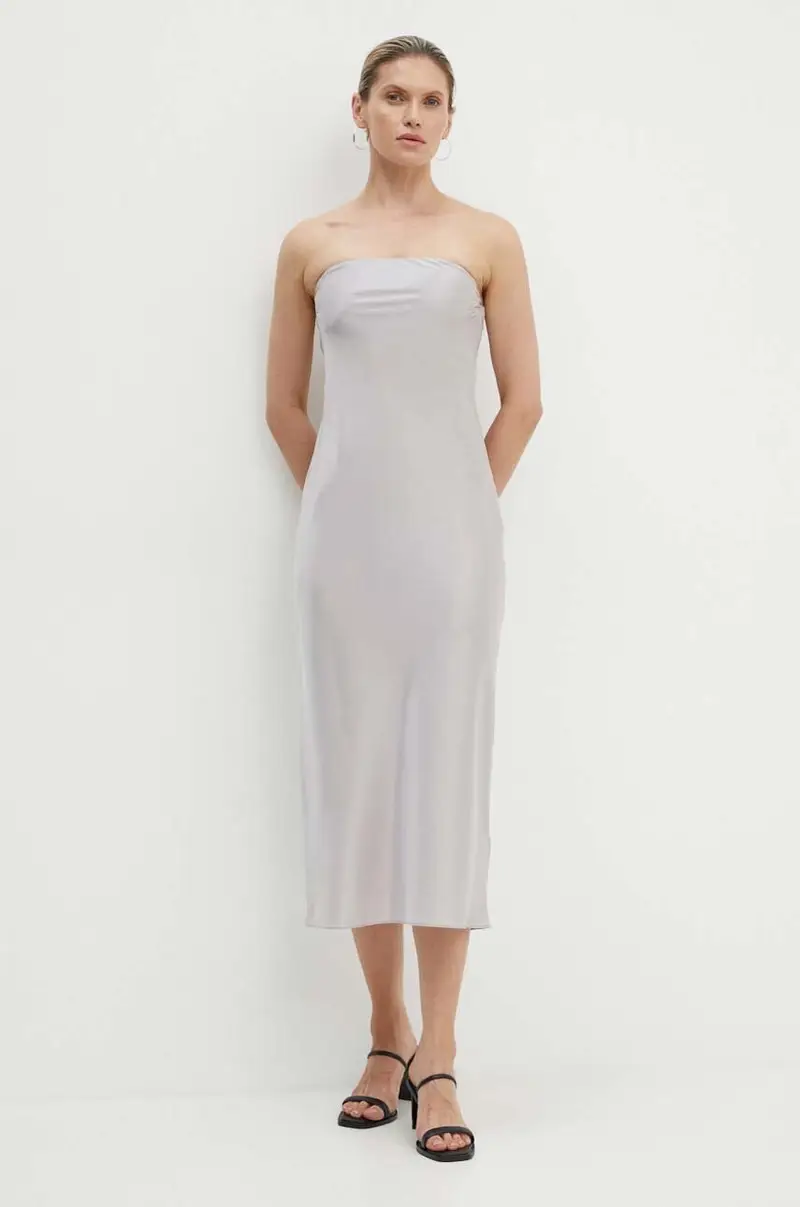 vestito con aggiunta di seta SAELINA colore grigio F24200158