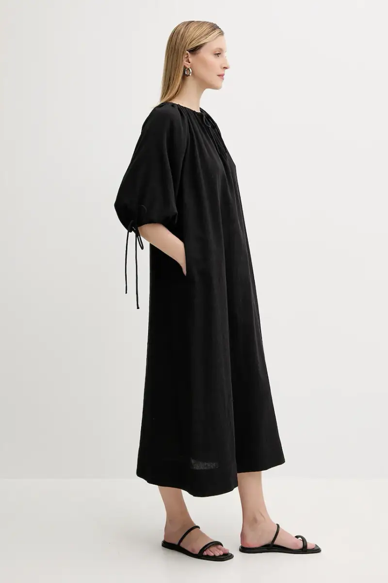 vestito in cotone SALAGO colore nero F25200072 miniatura 2