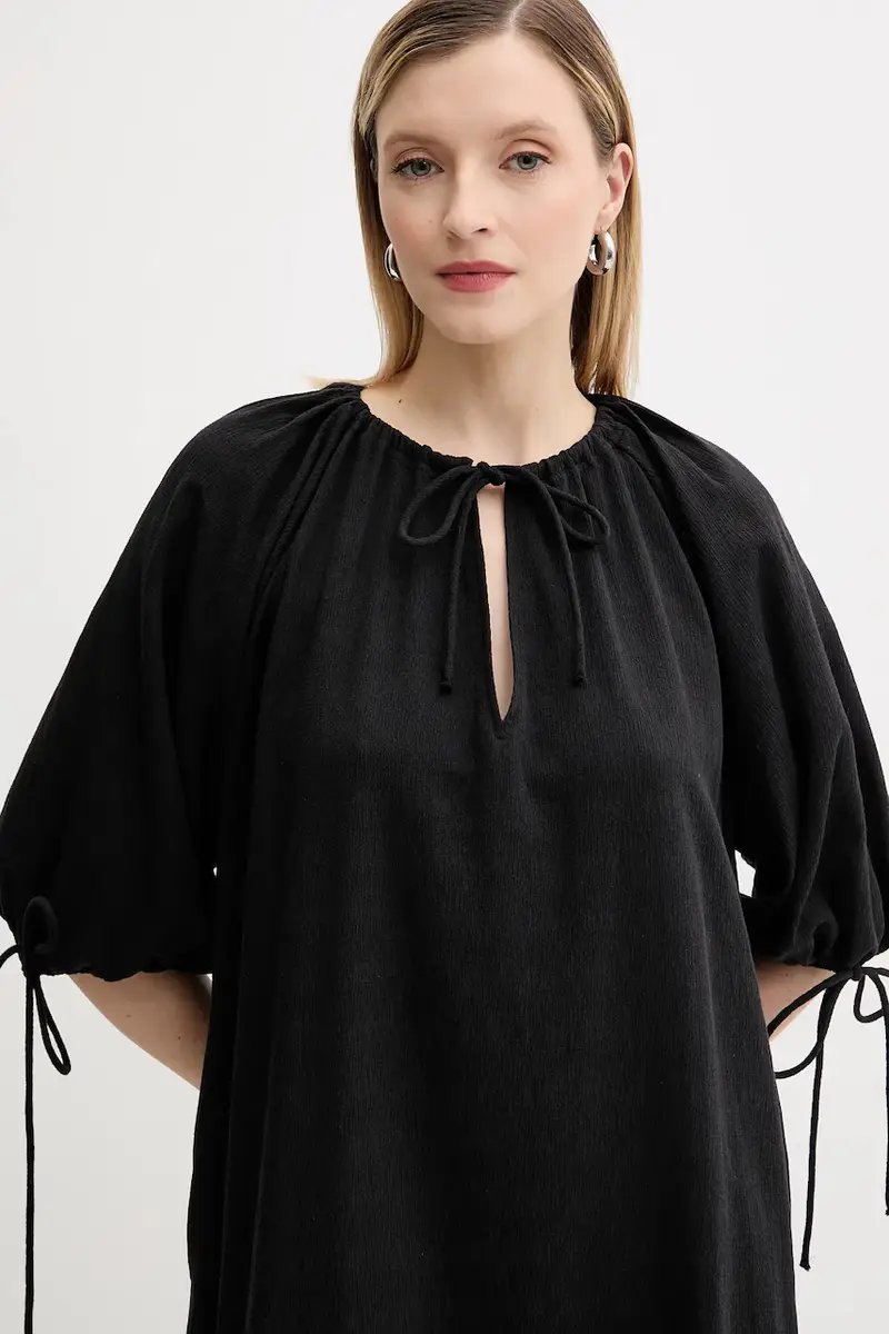 vestito in cotone SALAGO colore nero F25200072 miniatura 4