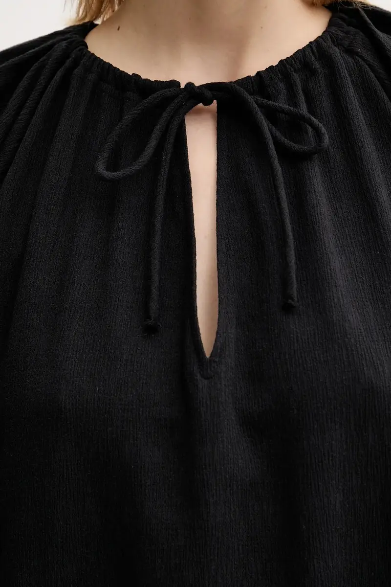 vestito in cotone SALAGO colore nero F25200072 miniatura 5