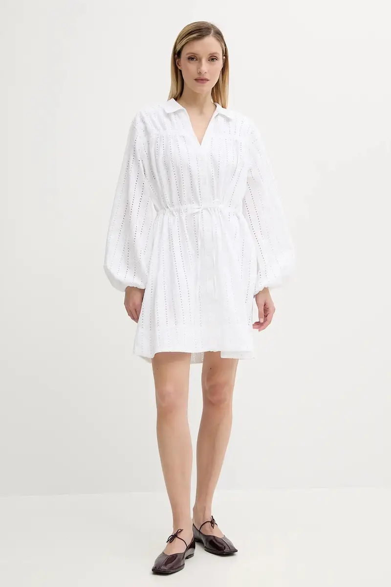 vestito in cotone SAMANAROLA colore bianco F25200060 miniatura 2