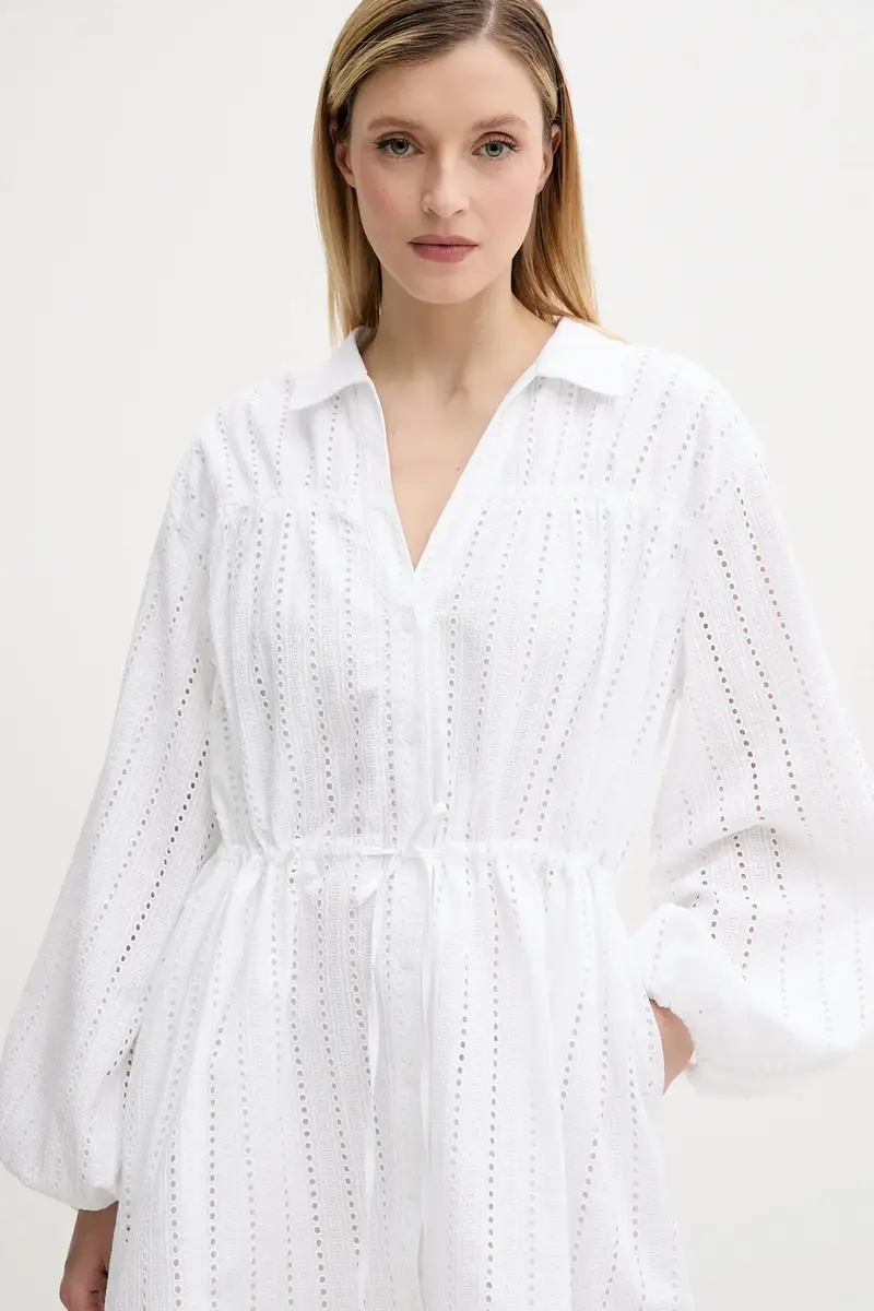 vestito in cotone SAMANAROLA colore bianco F25200060 miniatura 5