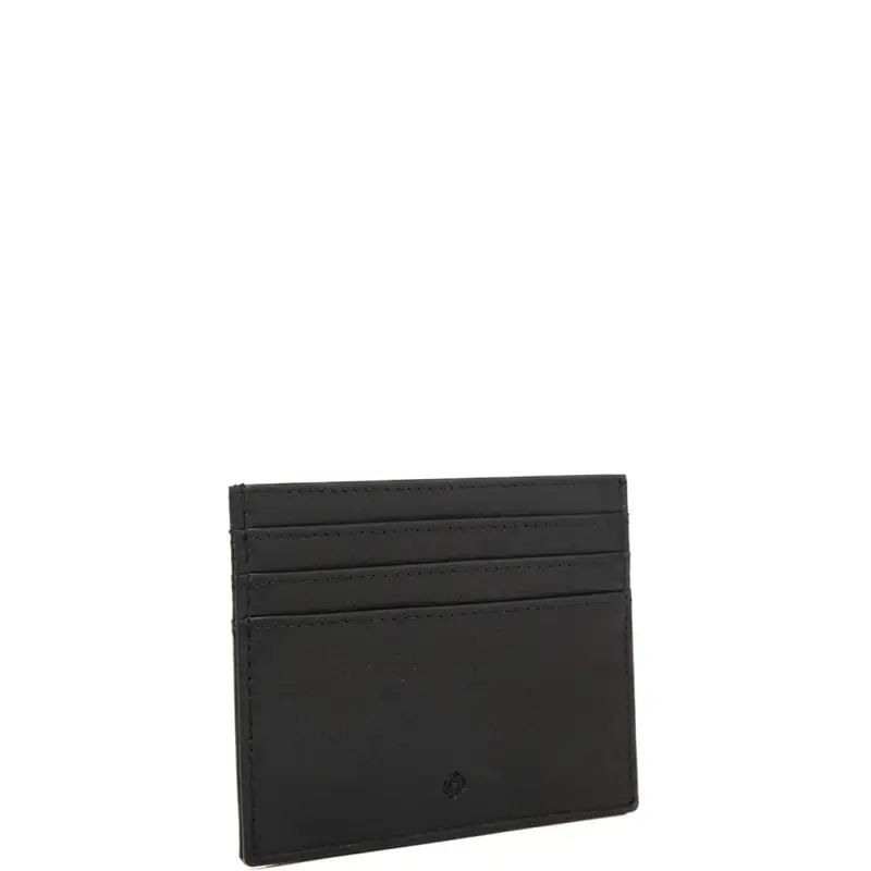 portacarte da uomo in vera pelle con logo inciso sul davanti nero miniatura 2