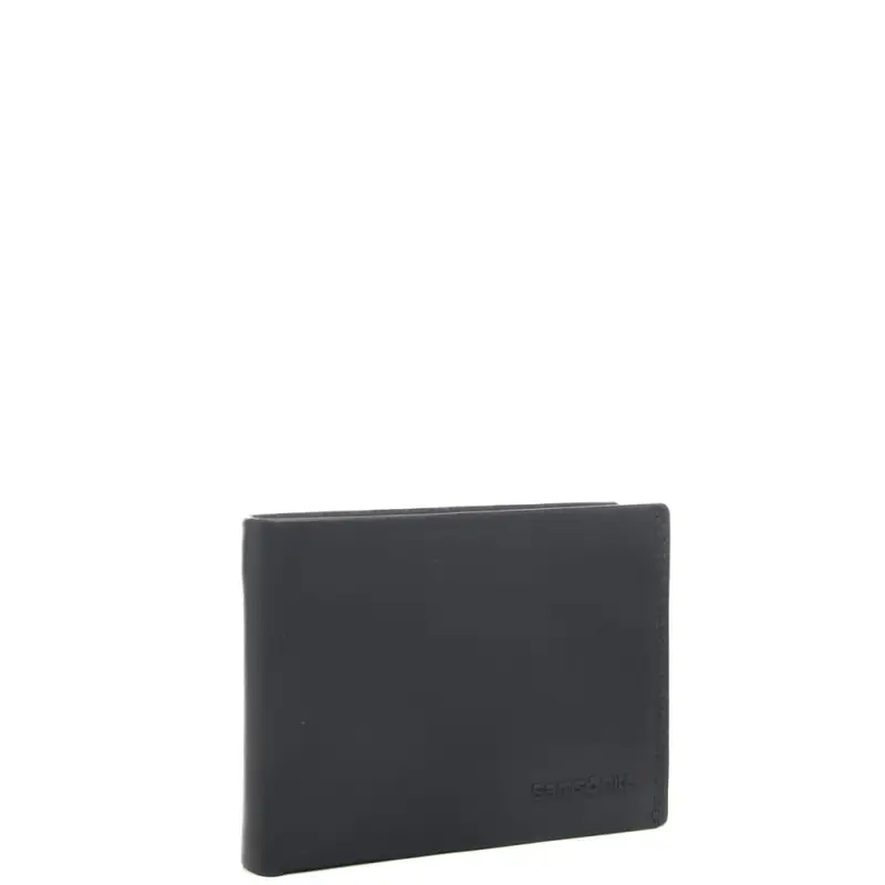 portafoglio a libro da uomo in vera pelle con logo lettering in rilievo blu scuro miniatura 2