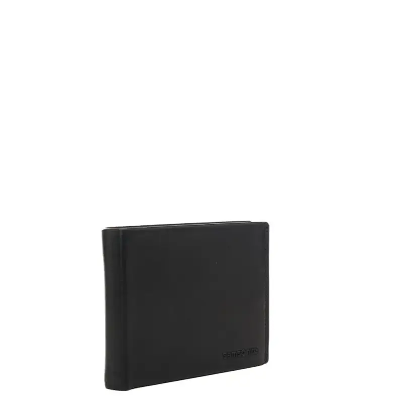 portafoglio a libro da uomo in vera pelle con logo lettering in rilievo nero miniatura 2