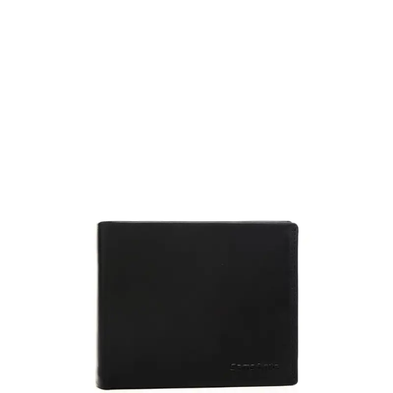 portafoglio a libro da uomo in vera pelle con logo lettering in rilievo nero