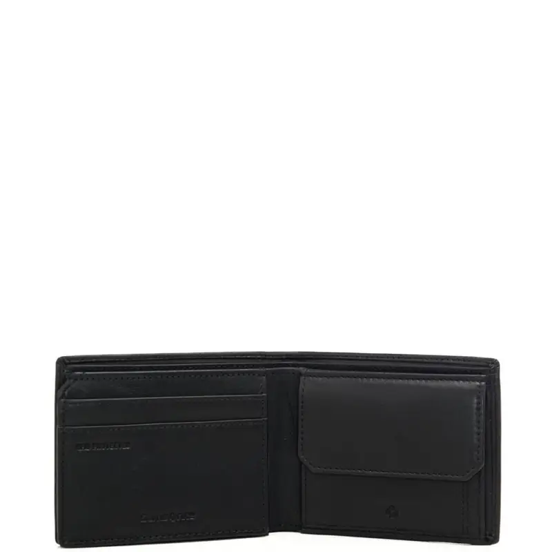 portafoglio a libro da uomo in vera pelle con logo lettering in rilievo nero miniatura 3