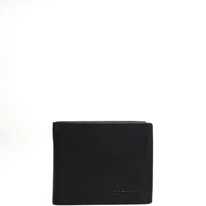 portafoglio a libro da uomo in vera pelle con logo lettering in rilievo nero