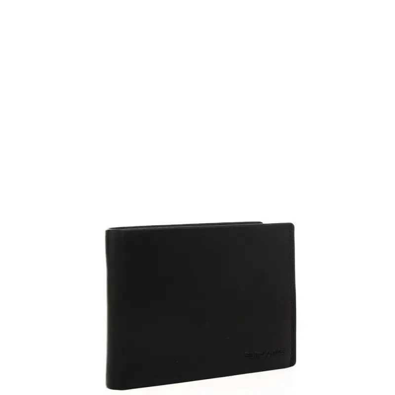 portafoglio a libro da uomo in vera pelle con logo lettering in rilievo nero miniatura 2