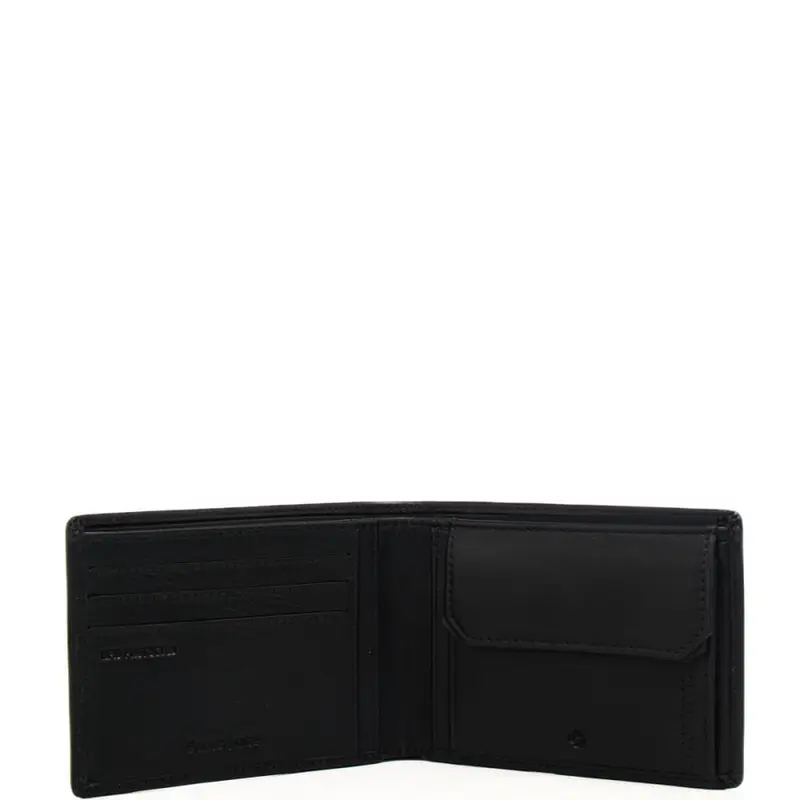 portafoglio a libro da uomo in vera pelle con logo lettering in rilievo nero miniatura 3