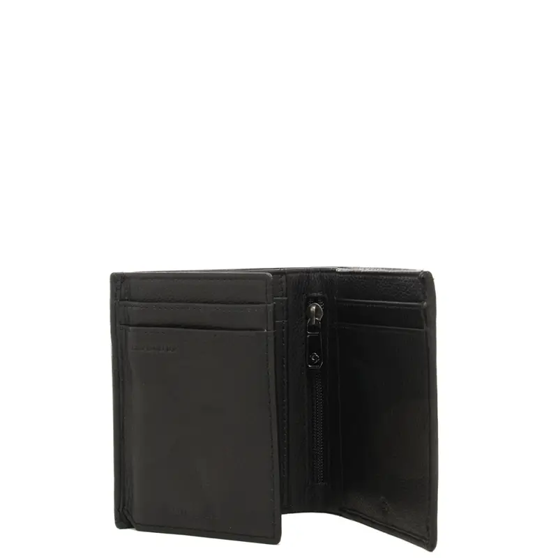 portafoglio da uomo in vera pelle con orientamento verticale nero miniatura 3