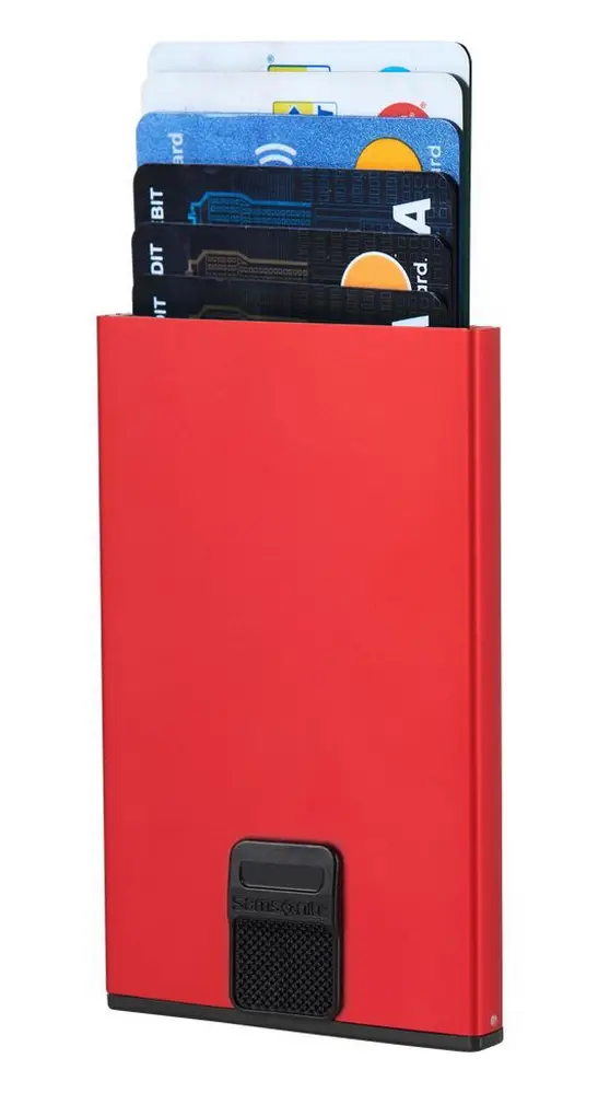Portafoglio in alluminio Samsonite Alu Fit Rosso