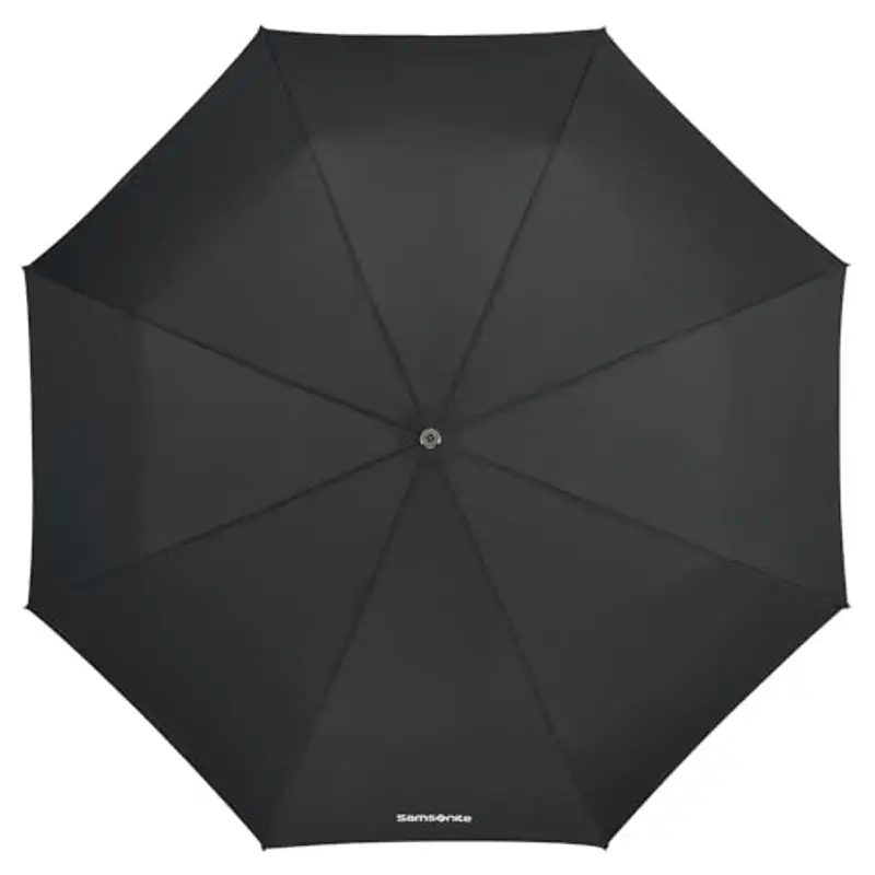 Samsonite Wood Classic S - 3 Section Auto Open Close Crook Ombrello Pieghevole, 33 cm, Nero (Black) miniatura 2