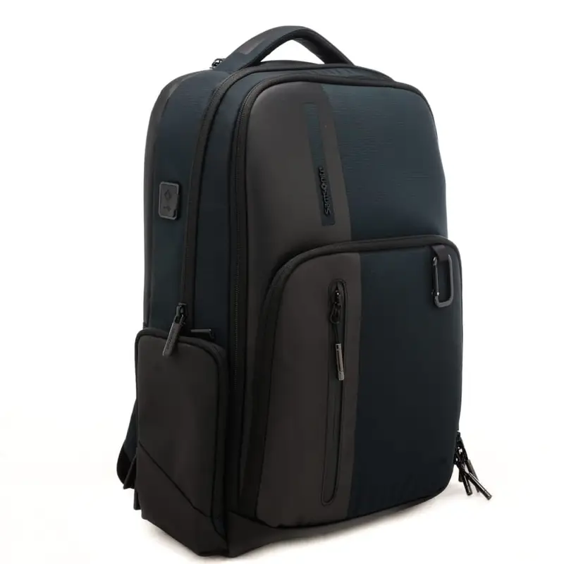 zaino da uomo idrorepellente con spallacci ergonomici blu scuro miniatura 2